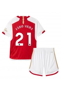 Fotbalové Dres Arsenal Fabio Vieira #21 Dětské Domácí Oblečení 2023-24 Krátký Rukáv (+ trenýrky)